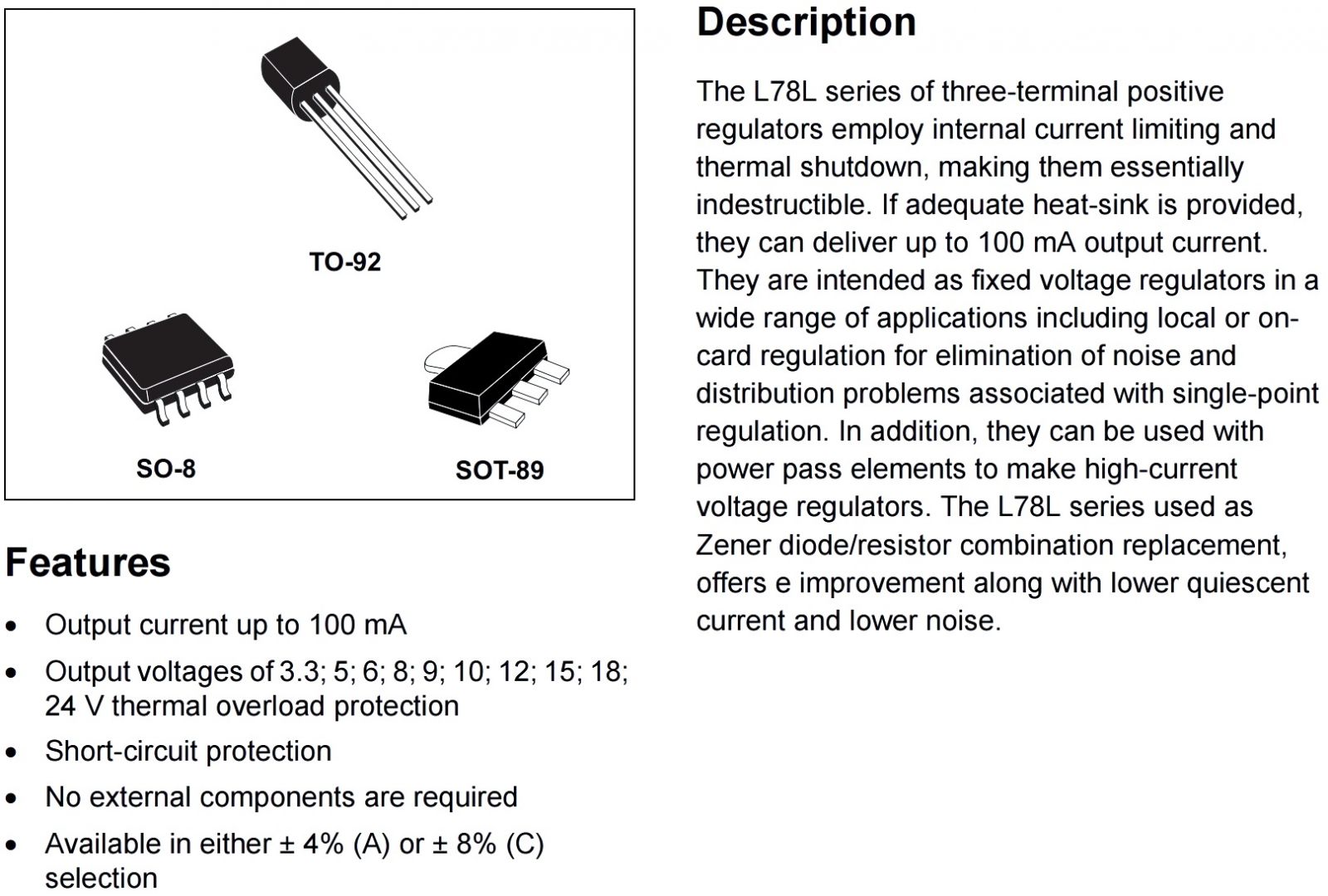 ST MICROELECTRONICS LINEAR VOLTAGE REGULATORS - TO-92 מעגלים משולבים (IC)
