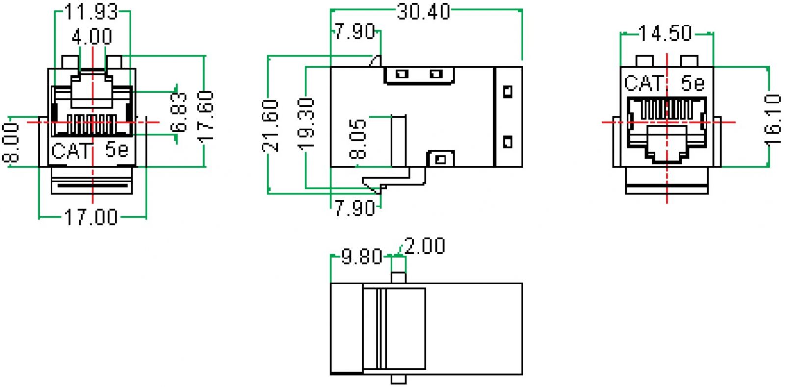 מתאם תקשורת - RJ45 (F) ~ RJ45 (F) - CAT5E - טלמיר אלקטרוניקה