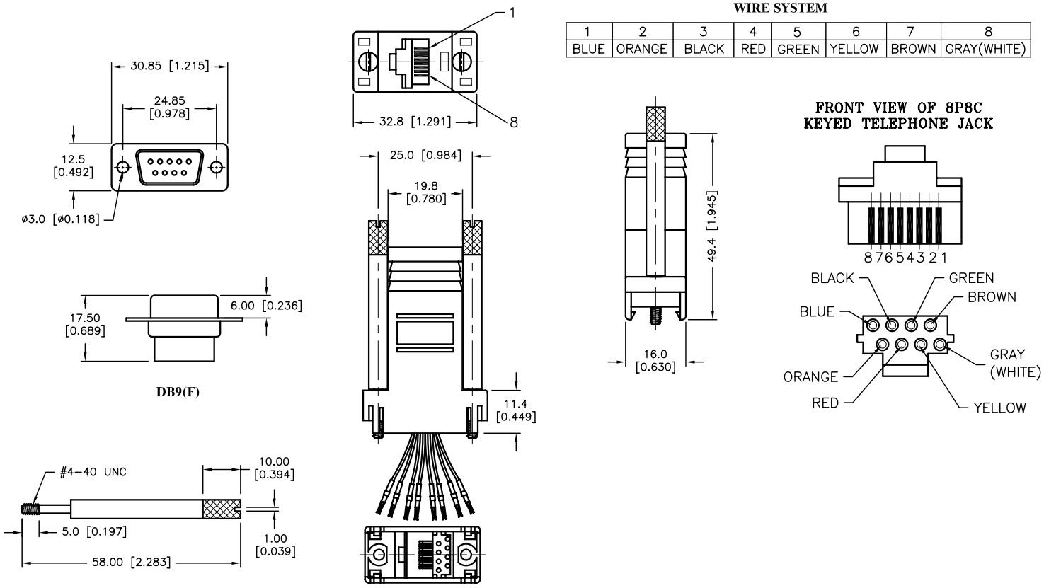 מתאם תקשורת - (RJ45 (F) ~ DB9 (F - טלמיר אלקטרוניקה