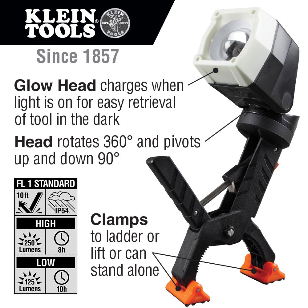 פנס עבודה תעשייתי - KLEIN TOOLS CLAMPING WORK LIGHT - טלמיר אלקטרוניקה