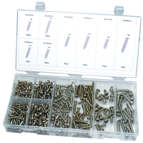 DURATOOL 410PCS STAINLESS STEEL SELF TAPPING SCREW SET