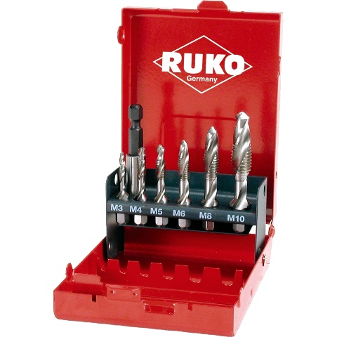 RUKO HSS COMBINED MACHINE TAP SET IN STEEL CASE