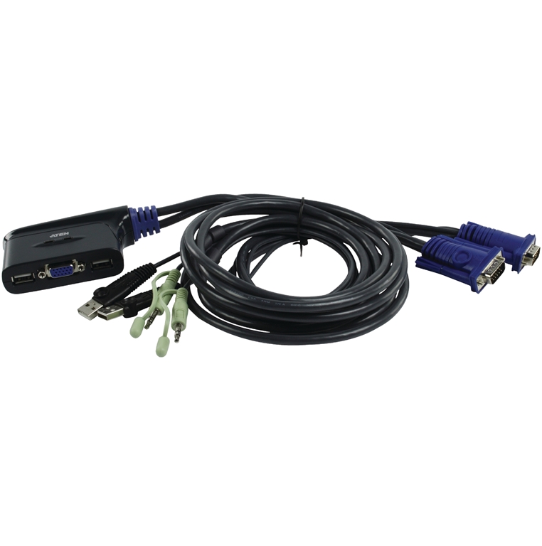 ATEN 2 PORT USB VGA/AUDIO CABLE KVM SWITCH - CS62U