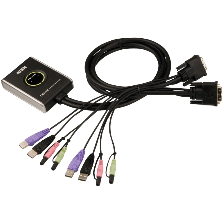 ATEN 2 PORT USB DVI/AUDIO CABLE KVM SWITCH - CS682