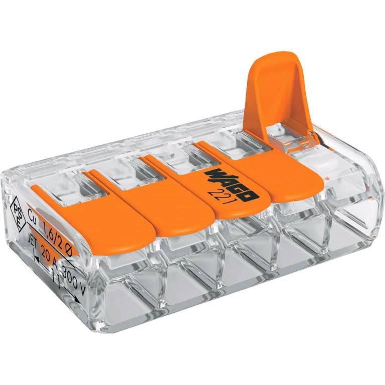 WAGO CAGE CLAMP PUSH IN TERMINAL BLOCKS 221 SERIES קונקטורים, מחברים