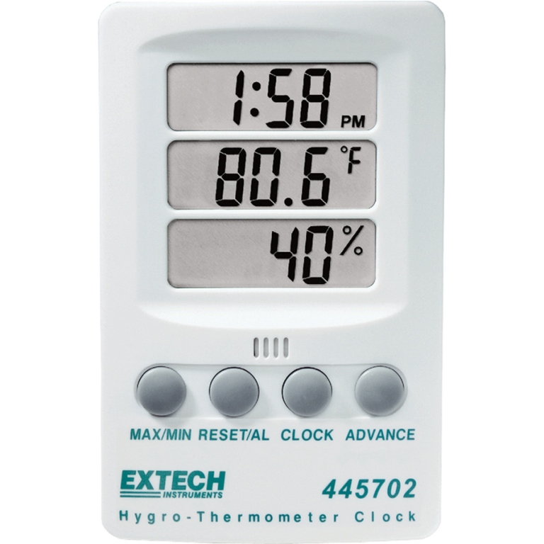 EXTECH INSTRUMENTS HYGRO-THERMOMETER CLOCK - 445702