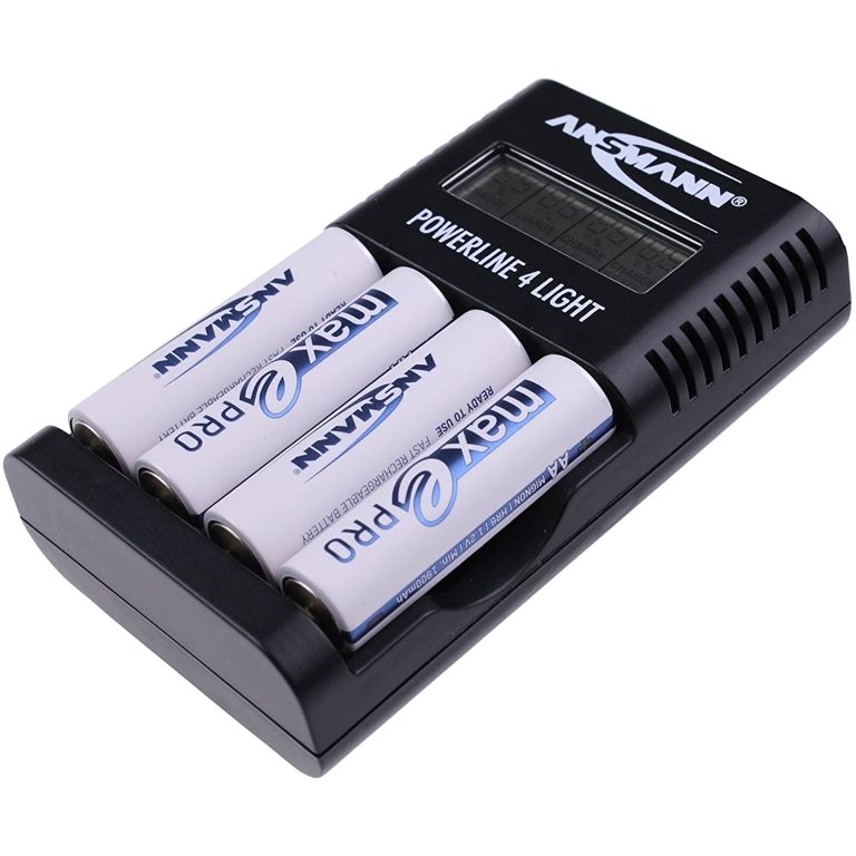 ANSMANN BATTERY CHARGER WITH MAX E BATTERIES - POWERLINE 4 LIGHT