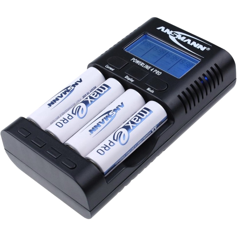 ANSMANN BATTERY CHARGER WITH MAX E BATTERIES - POWERLINE 4 PRO