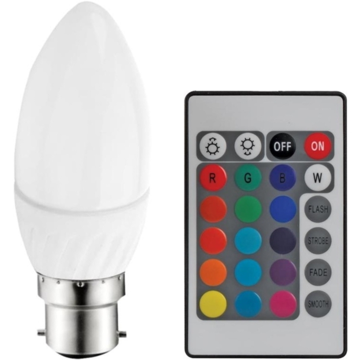 PRO-ELEC FROSTED CANDLE B22 RGBW LED LAMP