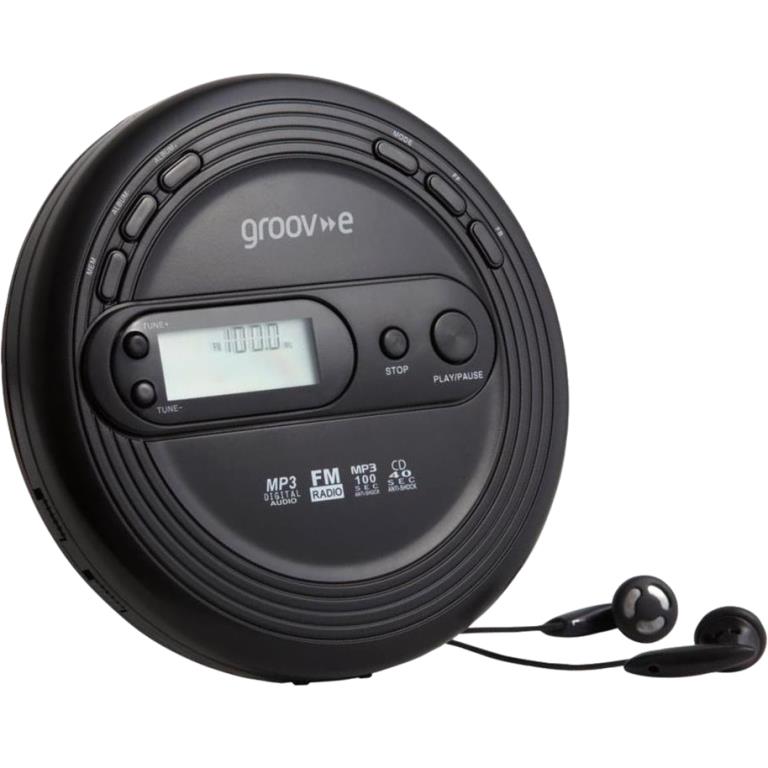 GROOV-E PERSONAL CD PLAYER WITH FM RADIO - GV-PS210-BK