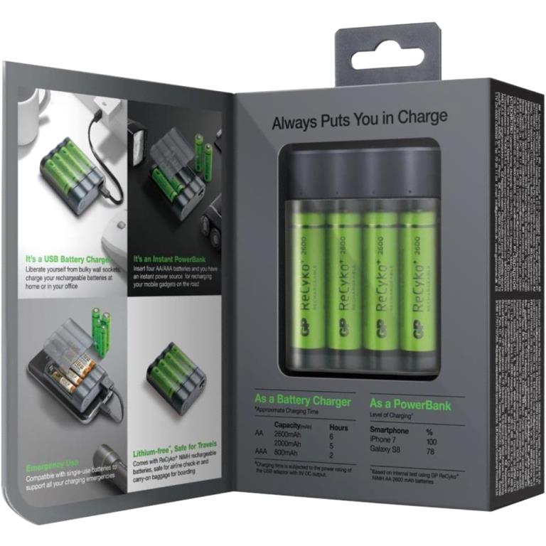 GP BATTERIES CHARGE ANYWAY FAST BATTERY CHARGER - X411