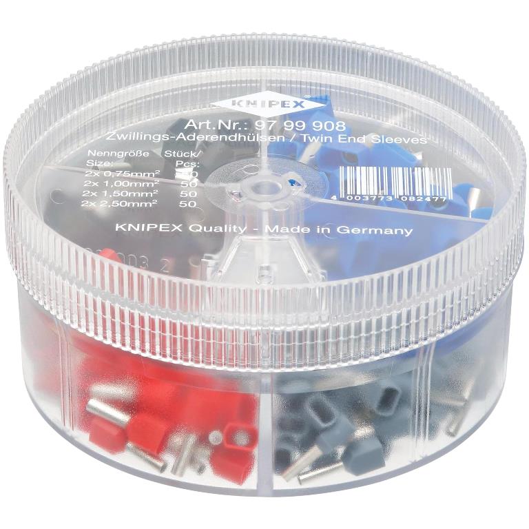 KNIPEX ASSORTMENT BOX WITH INSULATED TWIN END SLEEVES