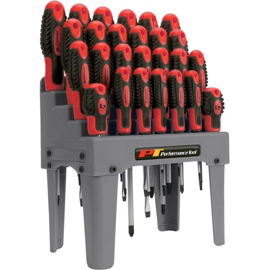 PERFORMANCE TOOL 26 PIECE SCREWDRIVER SET WITH BENCH RACK - W1726