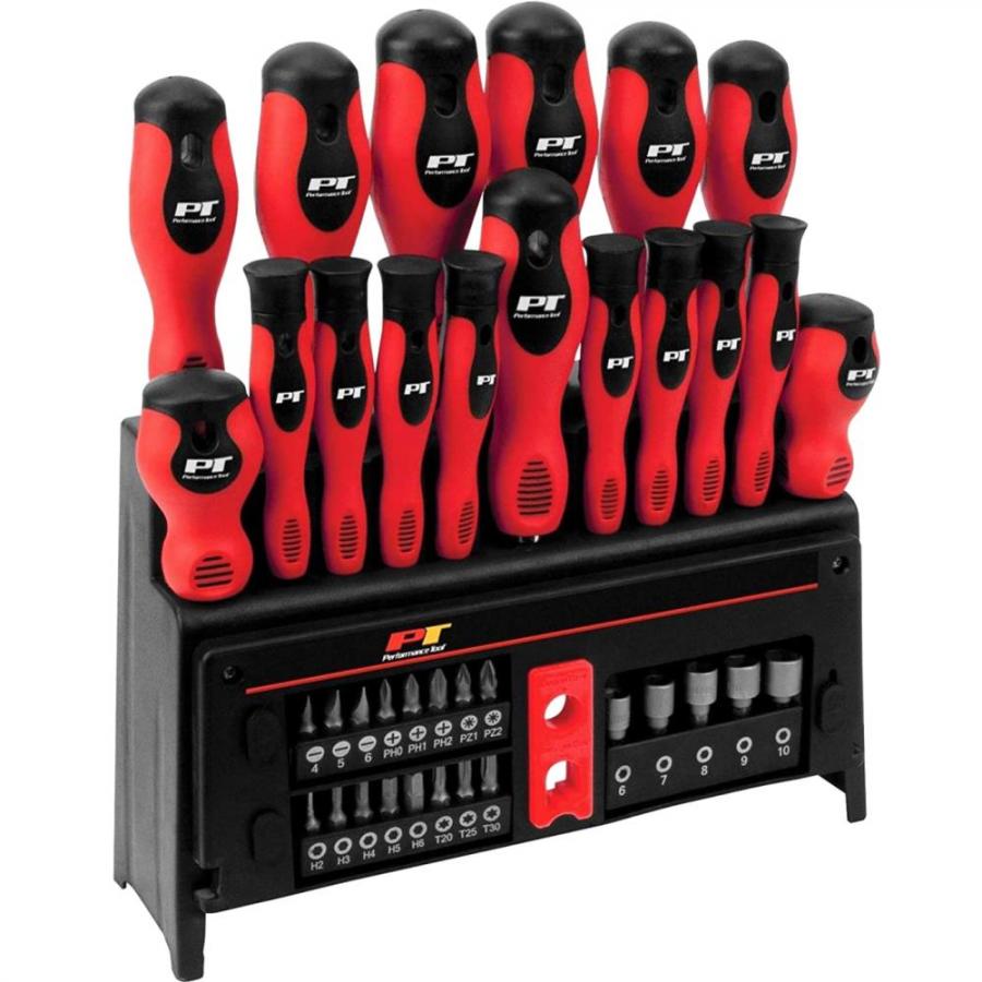 PERFORMANCE TOOL 39 PIECE SCREWDRIVER SET WITH BENCH RACK - W1727