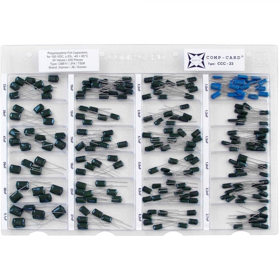 NOVA 230PCS POLYPROPYLENE FILM CAPACITOR KIT CCC23 רכיבי אלקטרוניקה