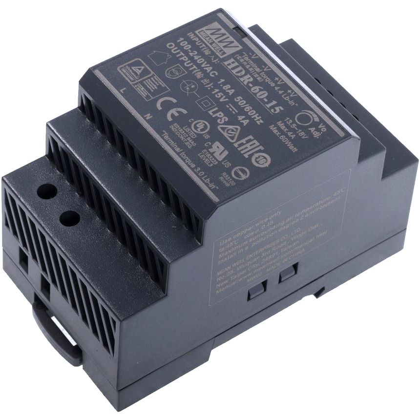 MEAN WELL DIN RAIL MOUNT INDUSTRIAL POWER SUPPLIES - HDR SERIES