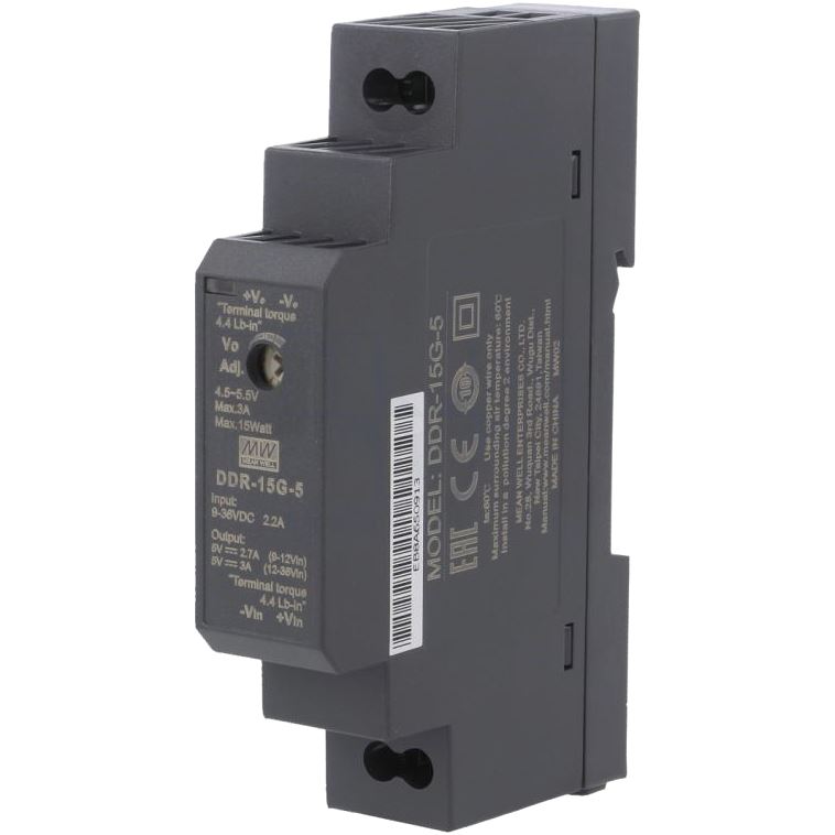 MEAN WELL DIN RAIL TYPE DC TO DC CONVERTERS - DDR-15 SERIES