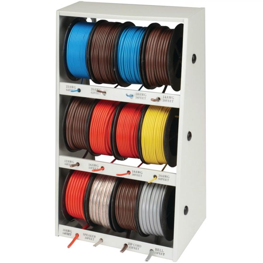 GRIP ON TOOLS 12 SPOOL AUTOMOTIVE WIRE ASSORTMENT WITH STEEL RACK