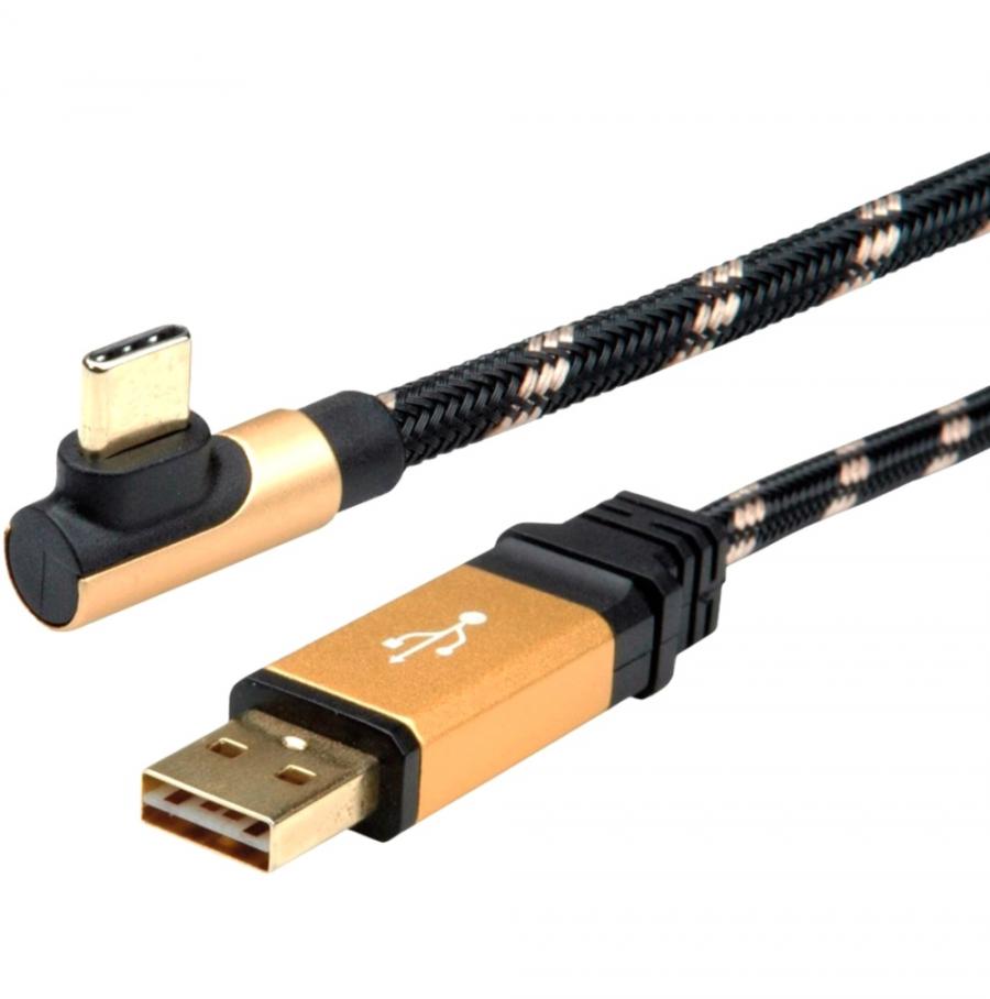 ROLINE HIGH END 90º USB TYPE C TO A USB 2.0 CABLES