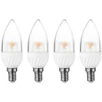 רביעיית נורות COOL WHITE LED 5W - הברגה E14 - עדשת נר שקופה