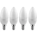 רביעיית נורות COOL WHITE LED 5W - הברגה E14 - עדשת נר חלבית
