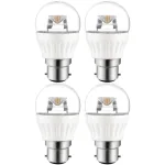 רביעיית נורות COOL WHITE LED 5W - חיבור B22 - עדשה שקופה