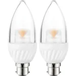 זוג נורות DAYLIGHT LED 5W - חיבור B22 - עדשת נר שקופה