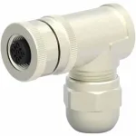 מחבר M12 זוויתי מסוכך לסנסור - נקבה להברגה לכבל (PG9) - חמישה מגעים