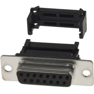 מחבר D-TYPE ללחיצה לכבל שטוח - נקבה 15 מגעים MULTICOMP