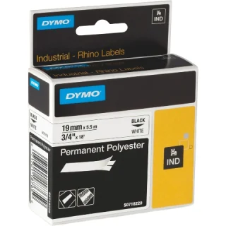 סרט לסימון תעשייתי - פוליאסטר דבק חזק - 19MM X 5.5M - לבן DYMO