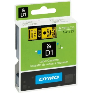 סרט פלסטיק דביק - 6MM X 7M - D1 - שחור / צהוב DYMO