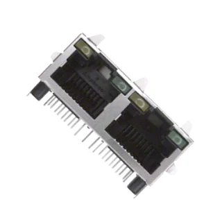 מחבר מסוכך RJ45 - נקבה למעגל מודפס - RJHSE-5381-02 - CAT5E AMPHENOL