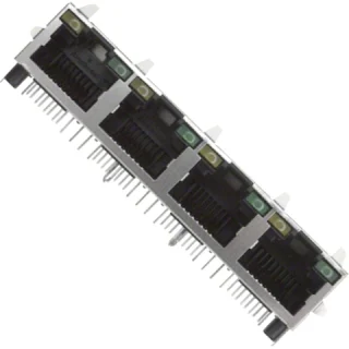 מחבר מסוכך RJ45 - נקבה למעגל מודפס - RJHSE-5385-04 - CAT5E AMPHENOL