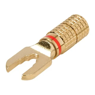 תקע SPADE להברגה לכבלי רמקולים - אדום PRO-SIGNAL