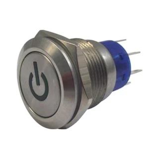 מפסק לחיצה מואר לפנל - PULL-ON LOCK - תאורה ירוקה MULTICOMP