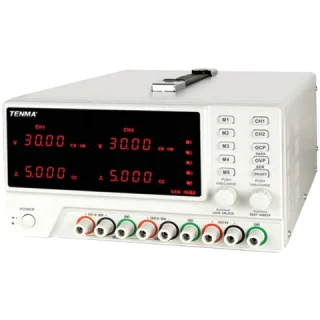ספק כוח מעבדתי - PROG - שלוש יציאות - (0-30V / 0-5A + 5V / 3A) TENMA