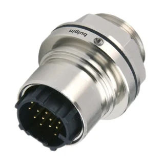 מחבר תעשייתי PXM6012 - נקבה להברגה לפנל - פין זכר - 2 מגעים BULGIN