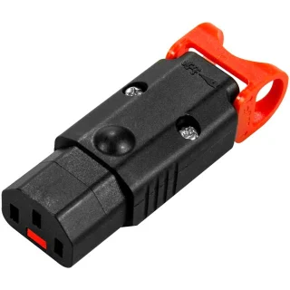 שקע חשמל עם נעילת +IEC LOCK ישר לכבל 10A SCHAFFNER
