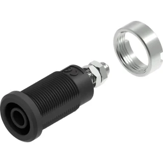 שקע בננה מבודד 4MM להברגה לפנל - בידוד שחור TENMA