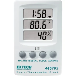 EXTECH INSTRUMENTS HYGRO-THERMOMETER CLOCK - 445702