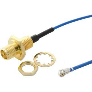 כבל קואקסיאלי כחול - IP67 RP-SMA (F-B/H) ~ U.FL (M-R/A) - 100MM MULTICOMP