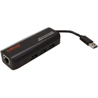 ROLINE USB 3.0 TO GIGABIT ETHERNET CONVERTER WITH X3 USB HUB