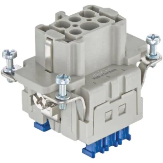 מחבר HD - נקבה להידוק לכבל - 6 מגעים + הארקה - HAN ES PRESS HARTING