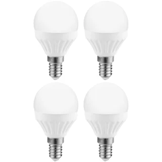 רביעיית נורות WARM WHITE LED 3W - הברגה E14 - עדשה חלבית PRO-ELEC