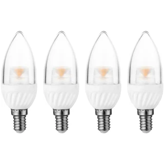 רביעיית נורות DAYLIGHT LED 5W - הברגה E14 - עדשת נר שקופה PRO-ELEC