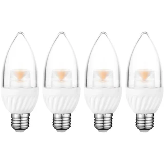 רביעיית נורות DAYLIGHT LED 5W - הברגה E27 - עדשת נר שקופה PRO-ELEC