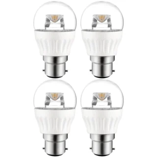 רביעיית נורות COOL WHITE LED 5W - חיבור B22 - עדשה שקופה PRO-ELEC