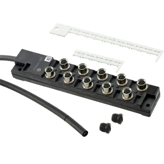 קופסת הסתעפות לסנסורים - שנים עשר יציאות M8 - כבל 5 מטר ALPHA CONNECT