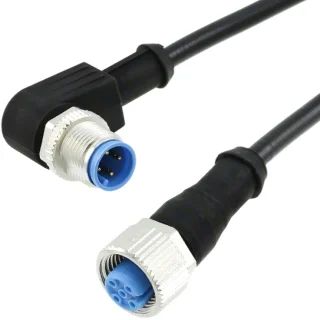 כבל לסנסורים - נקבה M12 ~ זכר זוויתי M12 - חמישה מגעים - 1.5 מטר TE CONNECTIVITY