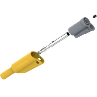 תקע בננה 4MM להברגה לכבל - בידוד צהוב - TENMA 72-13660 TENMA